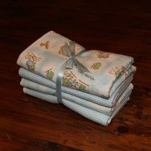 NEW Baby Burpees Cotton Burp Cloths 4 Pack - Blue